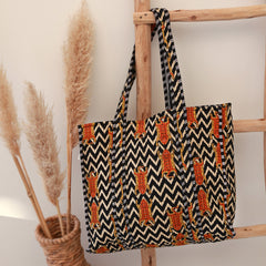 Sac bandoulière imprimé block chevron noir