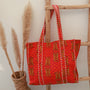 Blockprint shoulder bag flower beige