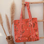 Blockprint shoulder bag flower beige