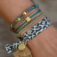 Set armbanden green leopard