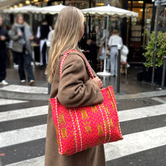 Sac bandoulière imprimé block chevron orange