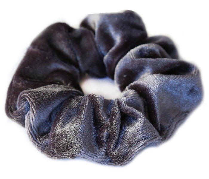 Velvet scrunchie grijs/blauw