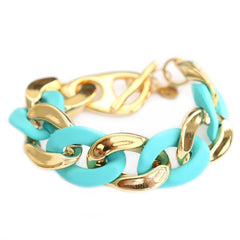 Bracelet large chain gold turquoise