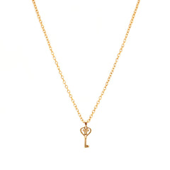 Gold necklace heart key