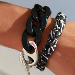 Armband chain black silver