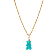 Gouden ketting bear with me turquoise