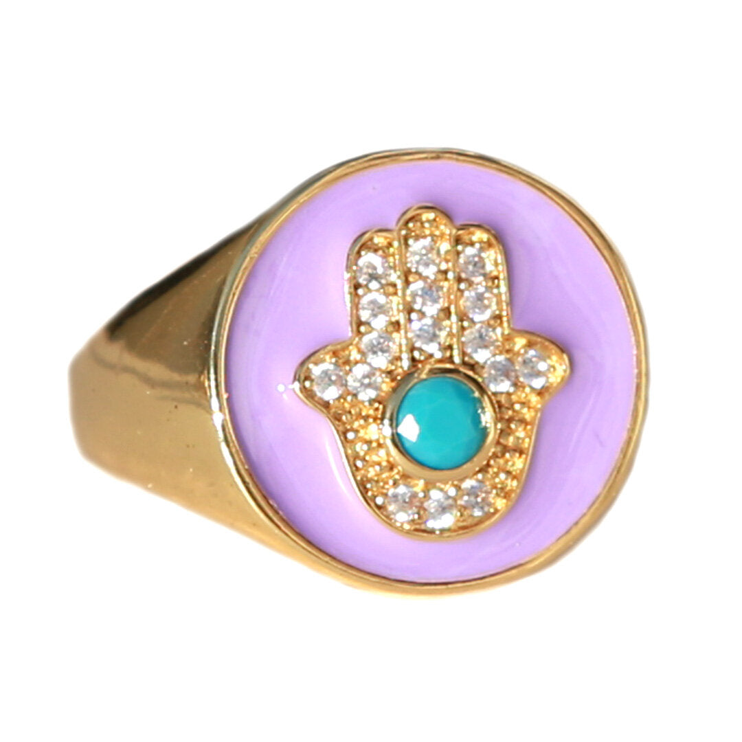 Bague hamsa lilas