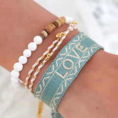 Wrap armband white moon star heart