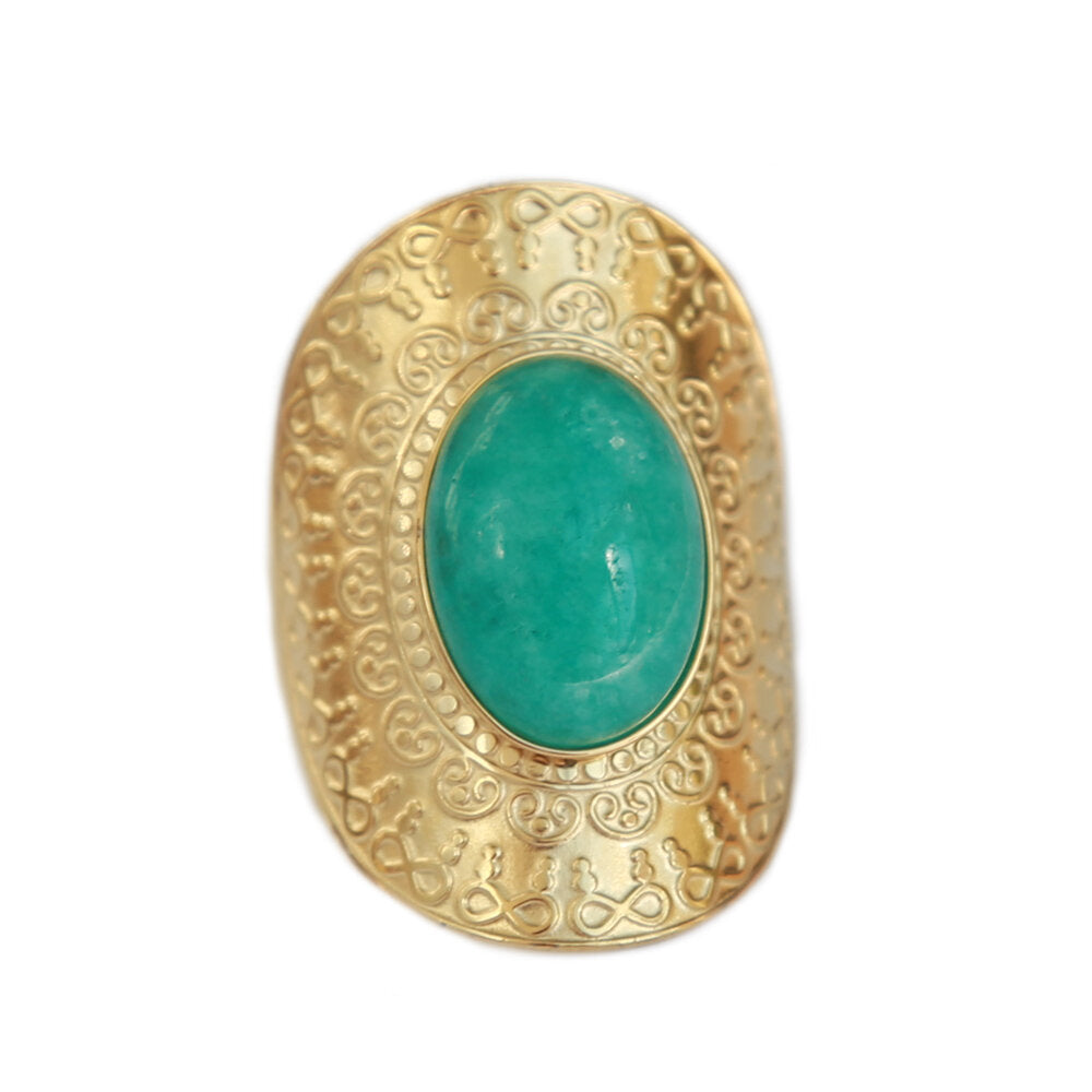 Ring boho amazonite gold