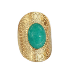 Bague bohème amazonite or