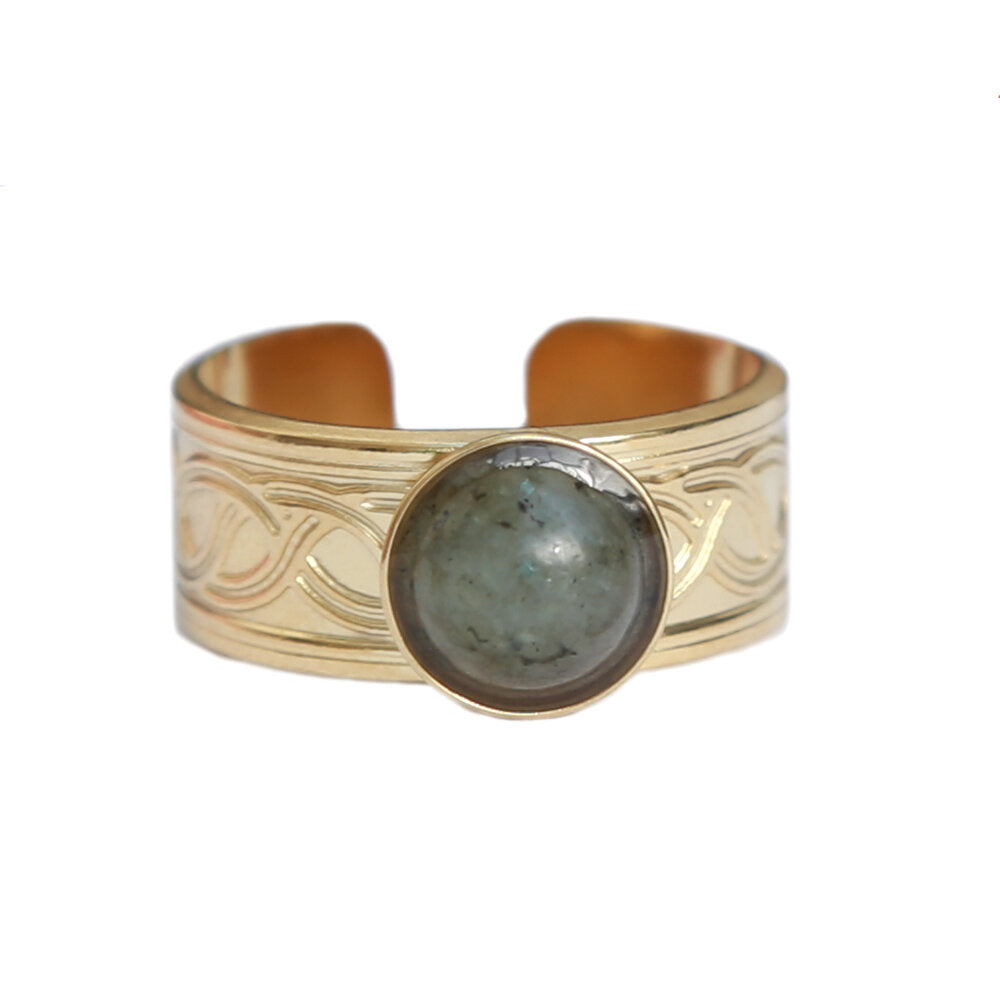 Bague gemme or gris agate