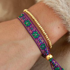 Geweven armbandje flower purple