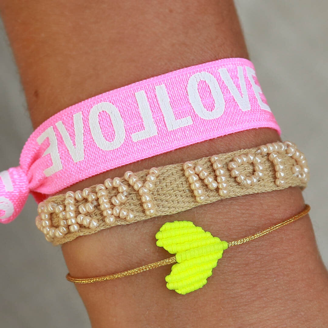 Armband neon yellow heart