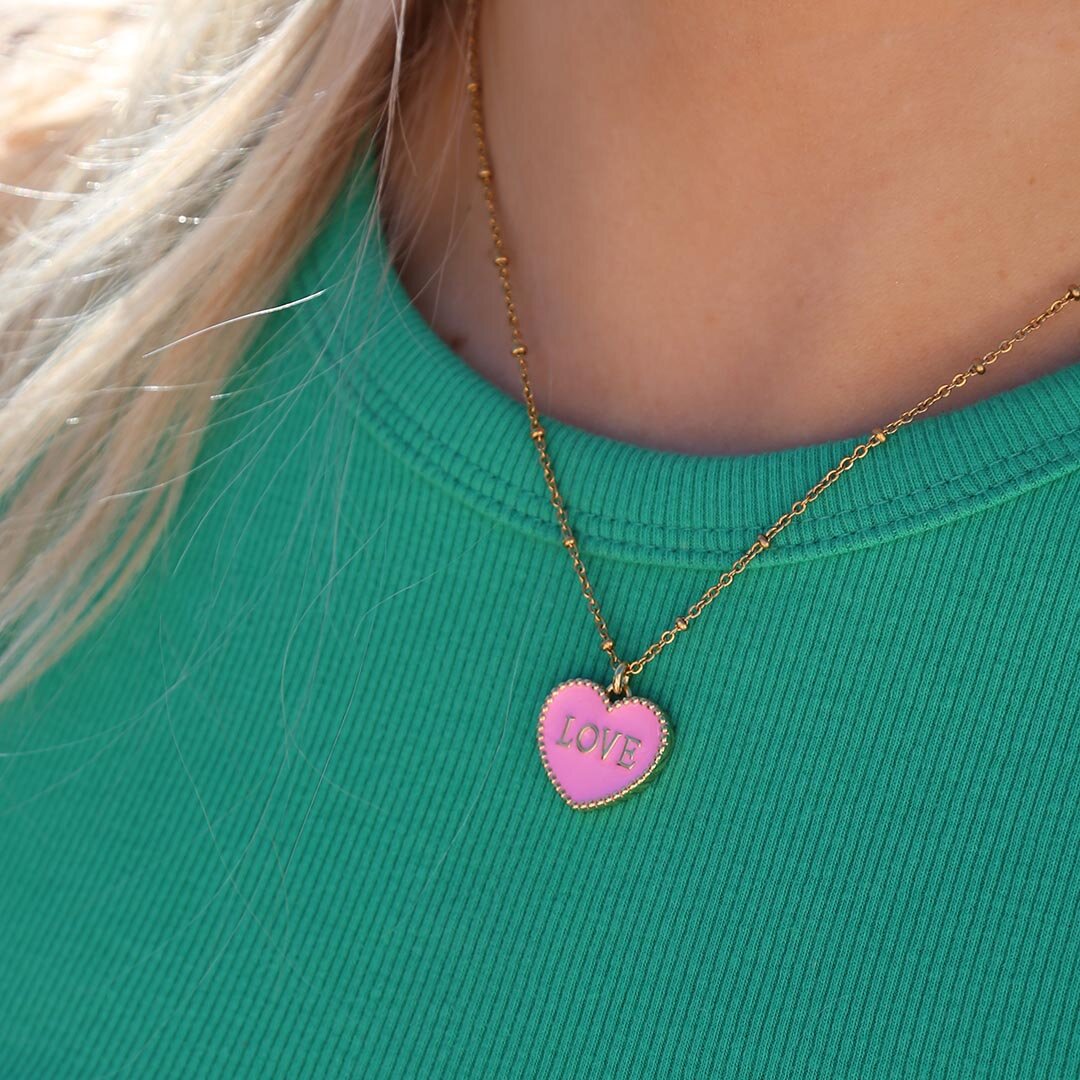 Goldene Kette pink heart love