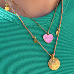 Gouden ketting pink heart love