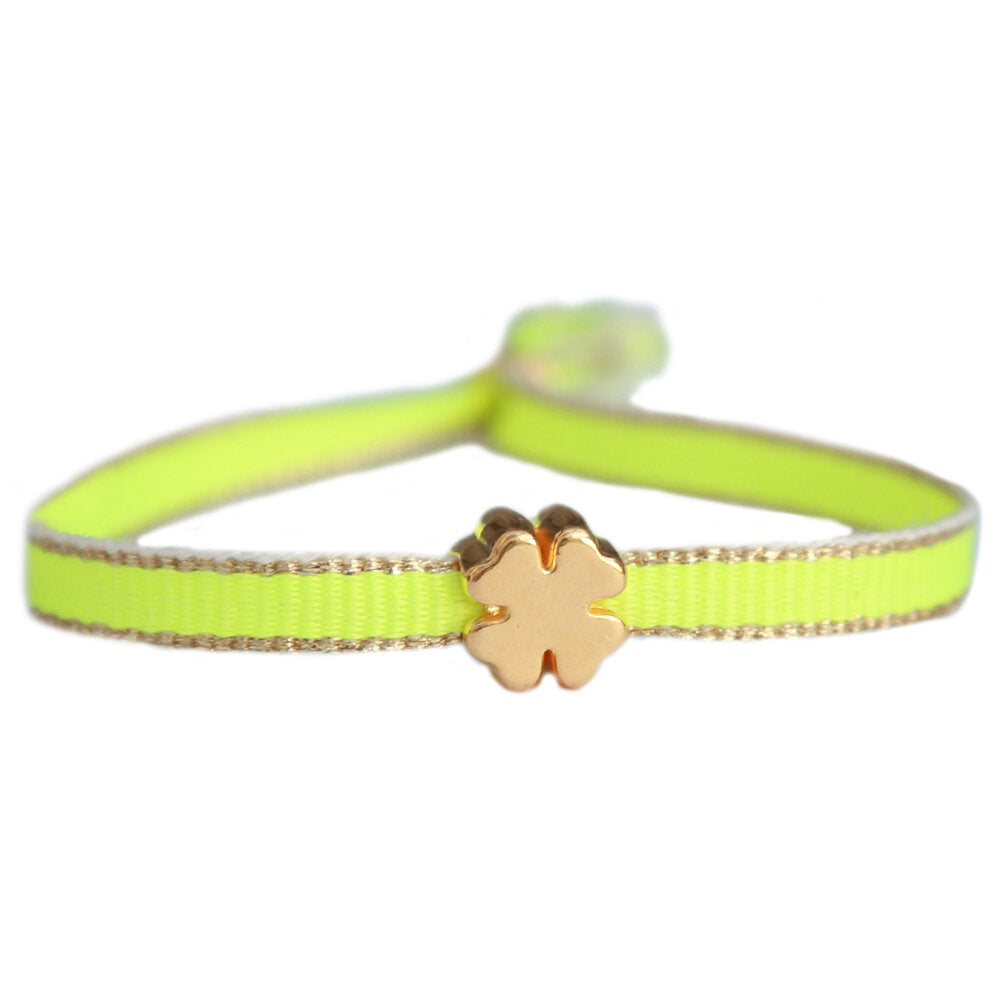 Bracelet golden clover neon yellow