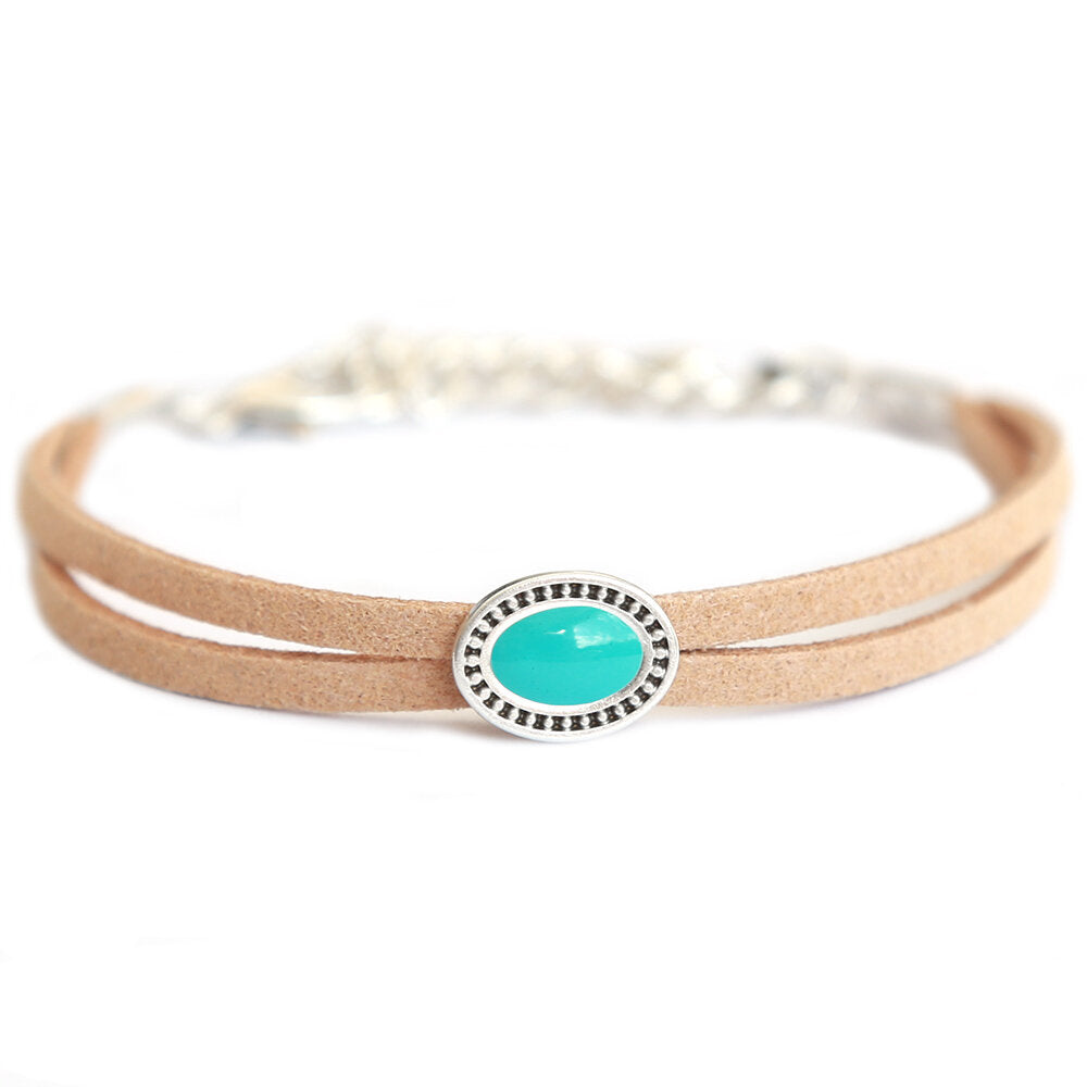 Armband estilo brown turquoise silver