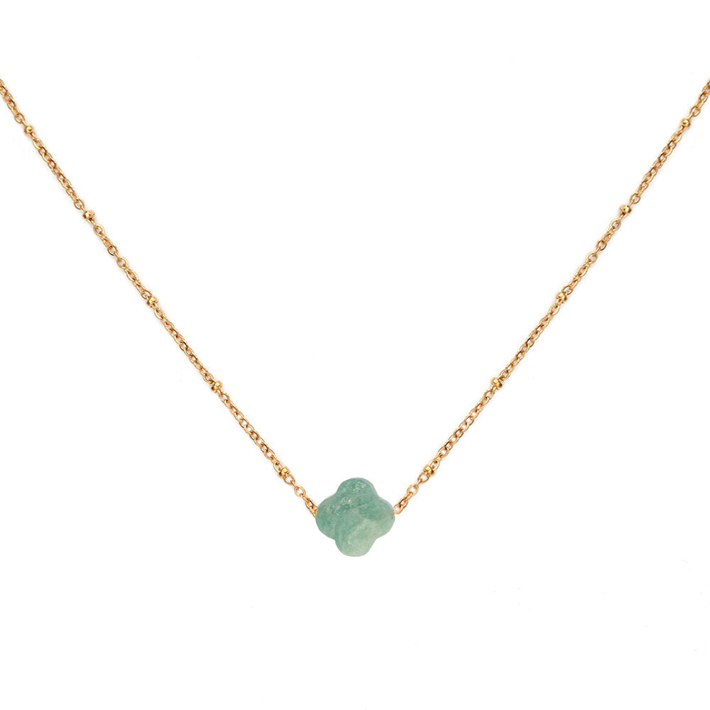 Gouden ketting clover jade